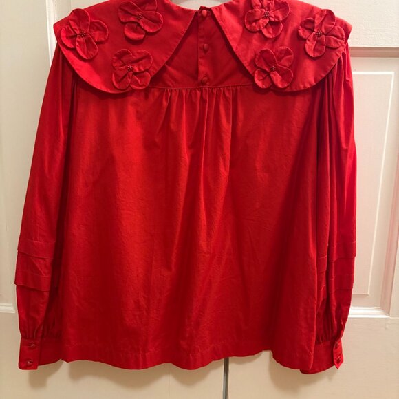 Japanese Brand Dot and Stripes CHILD WOMAN - Beautiful red collar shirt - Picture 2 of 6